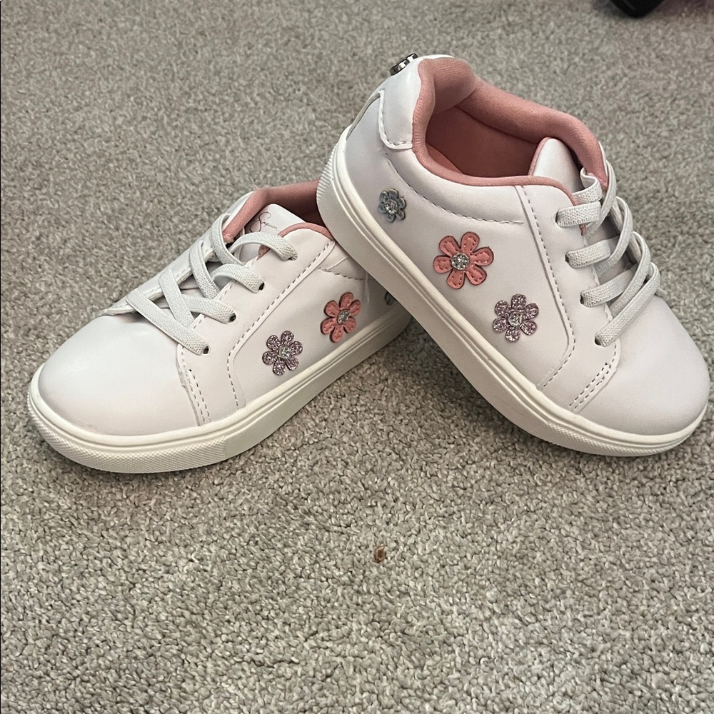Jessica Simpson White and Pink Floral Sneakers